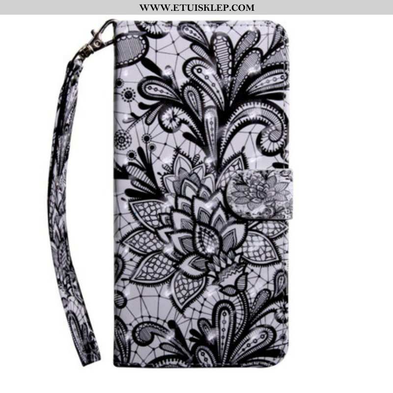 Etui Folio do iPhone 13 Mini Lekka Koronka W Kropki